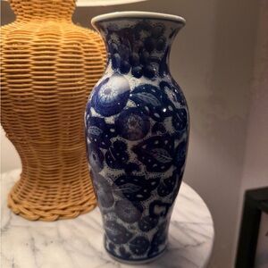 Pier 1 Indigo Floral Ceramic Vase